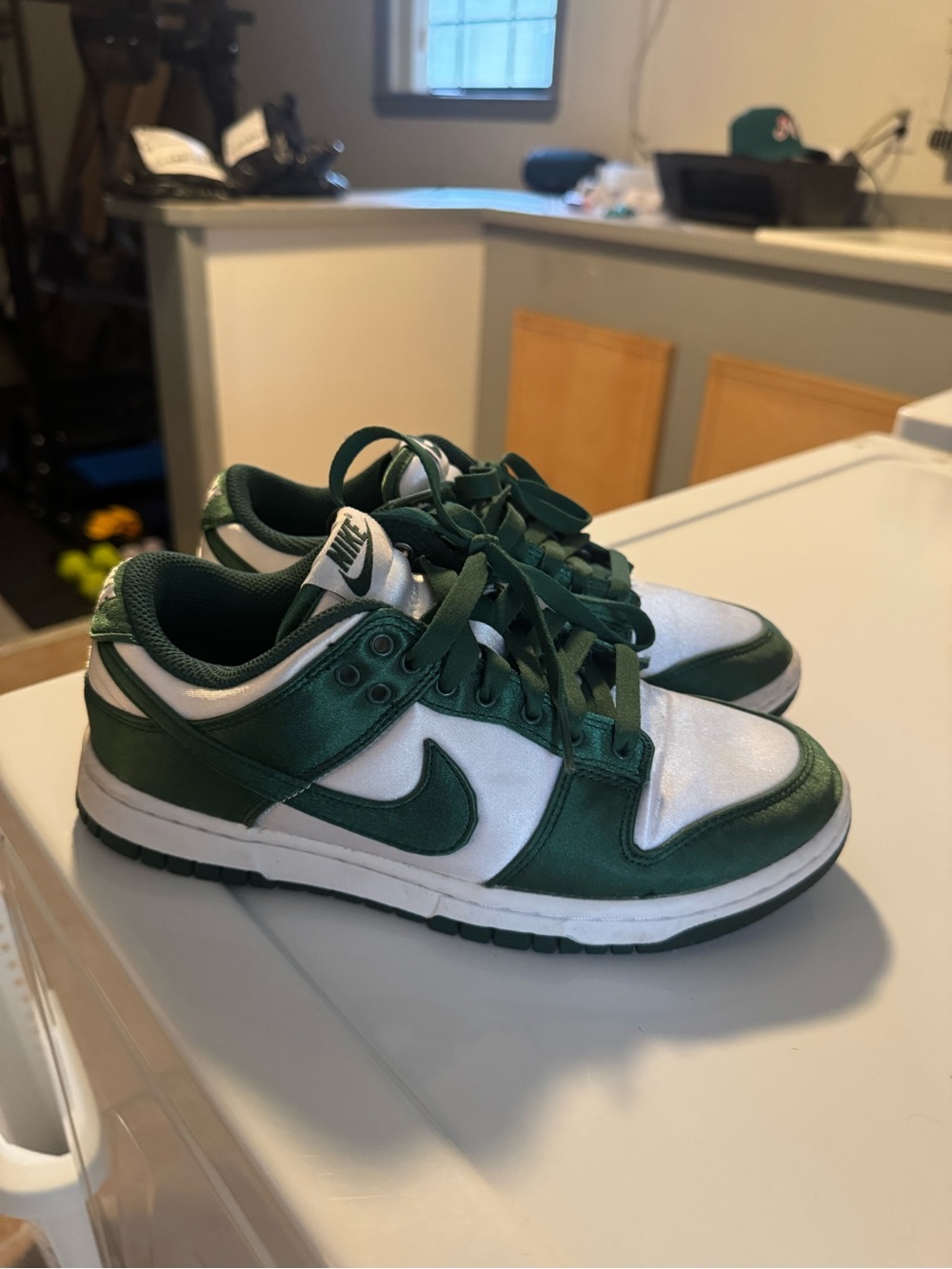 Nike Green and White Low-Top Sneakers